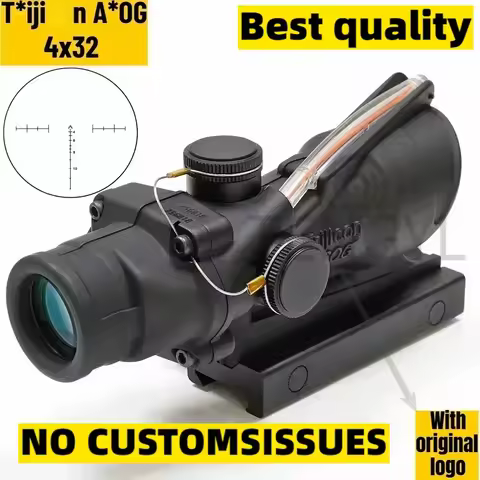 Hunting A*OG 4x32 Fiber Illuminated Red Chevron Scope with Killflash and Embossed Logo Rifle Scope A
