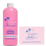 USA All Natural Banana & Coconut Oil Jewelry Cleaner with Polishing Cloth, For Gold, Silver and Prec