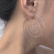 Delysia King Women Cute Unique Temperament Round Spiral Earrings Romantic Alloy Simplicity Aestheticism Geometric Dangler