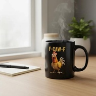 F-Caw-F Funny Chicken Mug, 11oz Fcawf Chicken Rooster Coffee Mugs, Ceramic Tea Cup for Men Women, No
