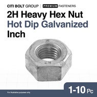 1-10pc Grade 2H High Tensile Structural Heavy Hex Nut (Hot Dip Galvanized)