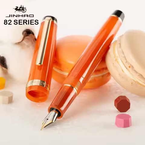 Jinhao 82 Fountain Pen Acrylic Ink Pen Spin Golden EF F Nib Elegante Business Writing Pen Office Sch