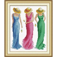 324. CS "Three Ladies" Printed Cross Stitch Pattern Only