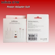 Infinix 67W Dual Ports Charger EU US USB A/C PD Power Adapter 6A Type C Cable For Infinix Note 50 40