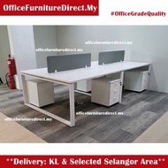 4 Seater Workstation Office Table S3 Metal O Leg SQ82 Leg Square Leg White OFDirect