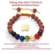 Gelang Batu Alam 7 Cakra / Chakra ASLI &amp; Rudraksha / Jenitri 8mm.