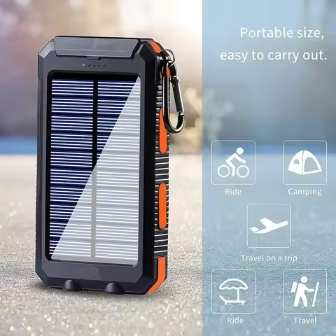 30000mAh Solar Power Bank Waterproof Large Capacity Powerbank Fast Charging External Battery with SO