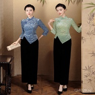 Cheongsam Retro Small Top with Design Sense2023New Chinese Style Set New Two-Piece Set Improved Wome