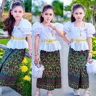 ชุดไทยเด็กผู้หญิง ชุดไทยแขนตุ๊กตา ชุดไทยเด็กราคาถูก