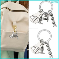 Alia Science Keychain Microscope Chemistry Molecules Key Rings Metal Key Jewelry
