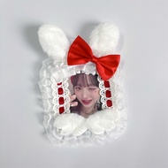 Sweet Diy Plush album small card Holder with Ribbon Bow Lace Photocard Holder Lace Top Loader Anime 