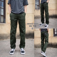 MAFEAR - กางเกงวินเทจ 6 กระเป๋า ทรงกระบอกเล็ก