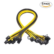 6 Pcs 6 Pin PCI-e To 8 Pin (6+2) PCI-e (Male To Male) GPU Power Cable 50cm For Graphic Cards Mining