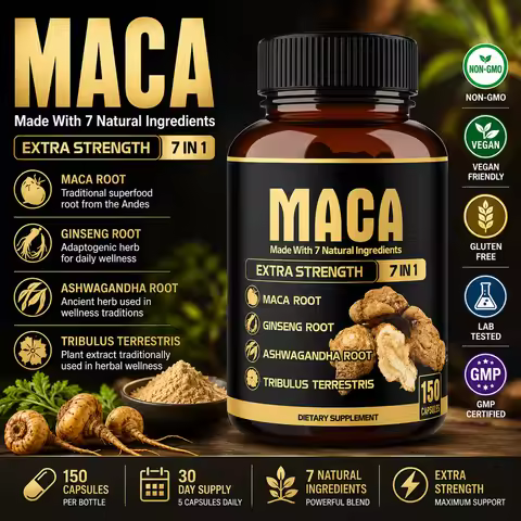 Maca Root Complex Capsules with Ashwagandha Ginseng Tribulus Shilajit Shatavari Black Pepper Daily W