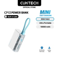 【3C  Certification】CUKTECH Mini Powerbank 10000mAh 30W Fast Charging Built in Cable Powerbank iP16/1