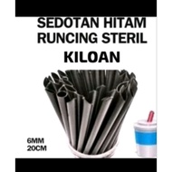 Sterile Straws 6mm x 20mm Black by the kilo jumbo iced tea straws by the kilo/ Pointed straws by the