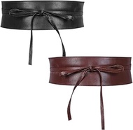 Waist Belt Women's 2 Pieces Wide Tie Belt Wrap Belt Waist Belt Leather Belt Obi Belt for Women Girls