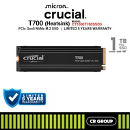 Crucial T700/T710 with Heatsink PCIe Gen5 NVMe M.2 SSD - 1TB/2TB/4TB (5Yrs Crucial Warranty)