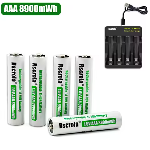 Original Rechargeable Battery 1.5V AAA 8900mWh+Charger for Computer Clock Radio Video Game Digital C