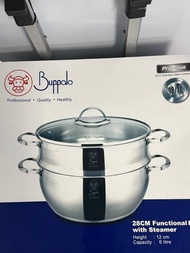 Buffalo 牛頭牌18/10不銹鋼加厚底萬用鍋連蒸籠 28cm / 6L