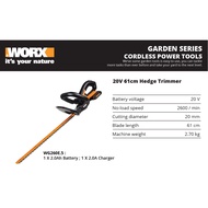 Worx Cordless Hedge Trimmer 61cm 20v