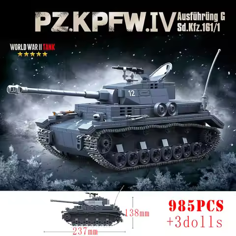 WW2 Military Germany Panther Medium Tank Panzer IV Tank Building Blocks Army Models Tiger I Heavy Ta