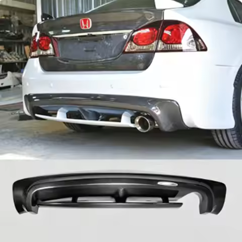 Mugen Style Carbon Fiber Rear Diffuser For Honda Civic FD2 Rear Bumper Lip Lower Spoiler Exterior Bo