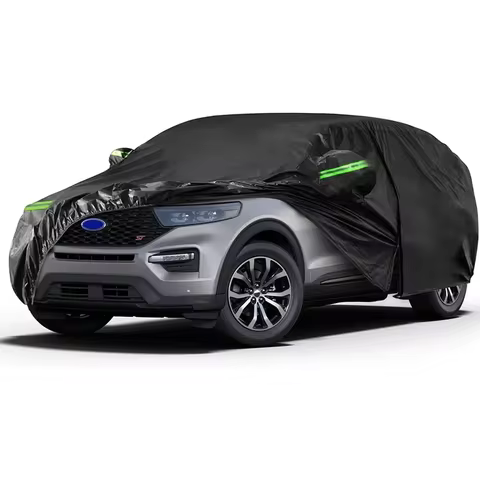 210T Outdoor Waterproof Car Cover Custom For Ford Explorer 2011-2025 UV Protection with Zipper Door 