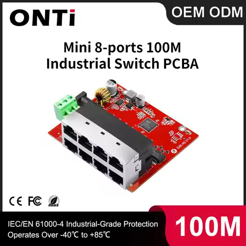 ONTi 8-Port Industrial Switch ONTi 8-Port 100Mbps Unmanaged Industrial Switch PCBA | Compact & Highl