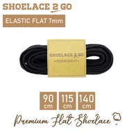 SHOELACE 2 GO ELASTIC RUBBER FLAT SHOES - FLAT SHOELACE ELASTIC 7MM - EF7 - B1 - BLACK - 90CM 115CM 