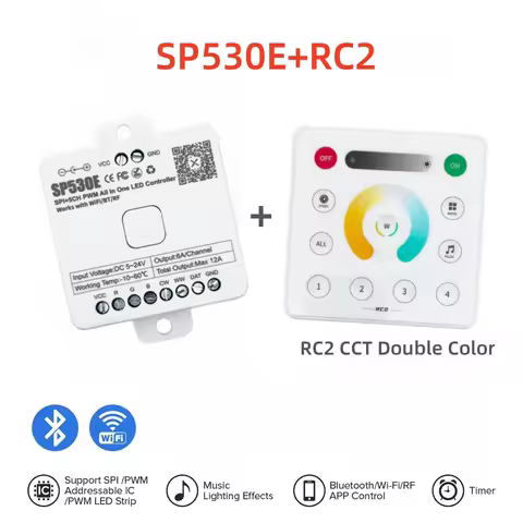 RC2 Panel Remote SP530E All in One LED Controller 5CH PWM SPI Pixels for LED Strip WS2812B WS2811 SK