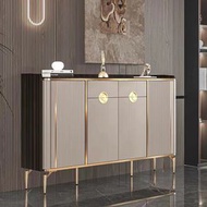 意式輕奢巖板枱面掩門鞋櫃入戶玄關儲物收納櫃簡約鞋櫃140CM（4門2抽）