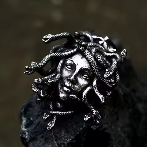 Gothic 316L Stainless Steel Classic Medusa Pendant Necklace for Men Women Fashion Vintage Snake Neck