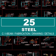 Autodesk | AutoCad 2025 | 25 Steel CAD BLOCK MATERIALS for Architectural Design