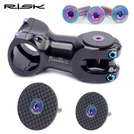 RISK Carbon Fiber Bicycle Stem Cap + Titanium Bolts M6x30mm for 28.6mm / 31.8mm OD2 Fork Road MTB Mo