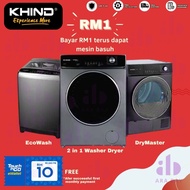 REGISTRATION ONLY RM1 Khind 2 in 1 Washer Dryer DryMaster Ecowash15 Top Load Washing Machine Mesin B