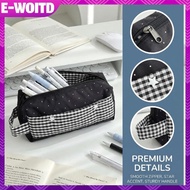 E-WOITD Aesthetic Canvas Korean Pencil Case Tote Bag Large Storage Pouch for School Supplies Office 