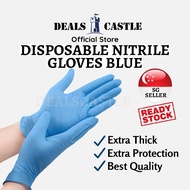 [SG STOCK] Nitrile Gloves Extra Thick / BLUE / Disposable / Powder Free / Food Grade / 100Pcs Per Box