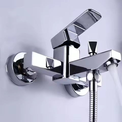 Sanlian Bathroom Shower Faucet Square Bathtub Faucet Bathroom Electroplated Copper Faucet Basin