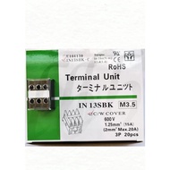 (5 PCS) MACK IN13SBK Rail Mount 20A 3 Pole Terminal Block