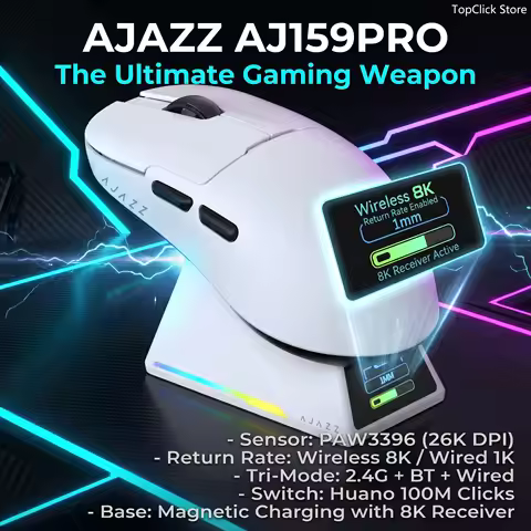 AJAZZ AJ159PRO Wireless Gaming Mouse, RGB Backlit, Lightweight PC Laptop Gamer Mouse with Magnetic C