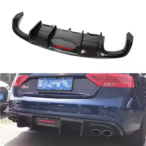 Carbon Fiber Rear Diffuser Lip with LED Light for Audi A5 S5 B8.5 Coupe Sedan 2012-2015 S-Line Sport