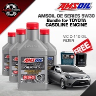 AMSOIL OE 5w-30 100% Synthetic Motor Oil 4 Quarts Bundle for Toyota Gas (FREE VIC Oil Filter)
