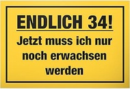 DankeDir! Thirty-Four Sign 30 x 20 cm Birthday Card Party Decoration Gift Idea Birthday Decoration G