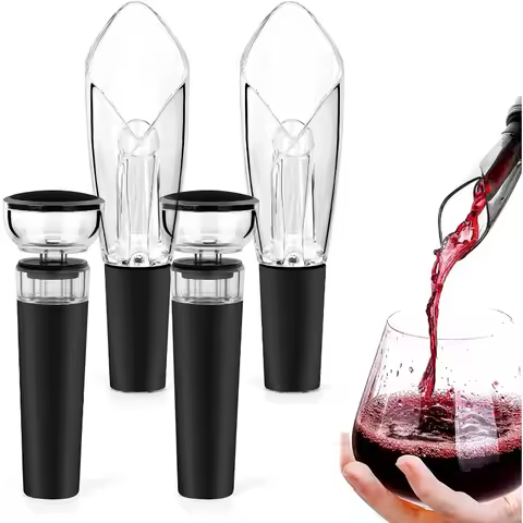 Wine Aerator Pourer Spout with Vacuum Wine Stopper Wine Air Aerator & Wine Saver Pump Set Aerate, En