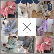 [Cloud Bazaar] Women's Pyjamas Gaya Kotak Kotak Checkered Baju Tidur Pyjamas Seluar Tidur Wanita pajamas set wear Baju Tidur Plus Size