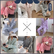 [Cloud Bazaar] Women's Pyjamas Gaya Kotak Kotak Checkered Baju Tidur Pyjamas Seluar Tidur Wanita paj