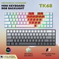 TK68 Wired Mechanical Keyboard Hot Swap Office Gaming RGB Backlight 68% Layout Mint Switch