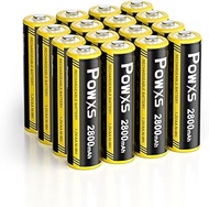 POWXS AA Battery 2800 mAh Pack of 16 - Mignon AA Batteries Rechargeable Low Self-Discharge 1,500 Cyc