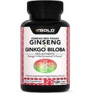 X Gold Health Korean Red Ginseng+Ginkgo Leaf 7% Ginseng Saponin Extra Power Energy, Memory, Concentr